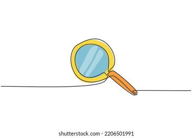 Continuous one line drawing magnifier zoom. Back to school hand drawn minimalism concept. Search discovery icon on internet website. Single line draw design for education vector graphic illustration