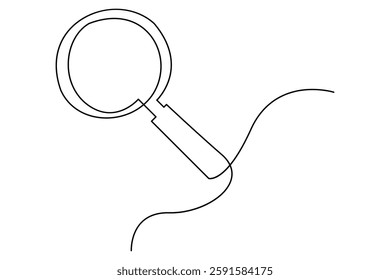 Continuous one line drawing magnifying glass symbol concept vector illustration
