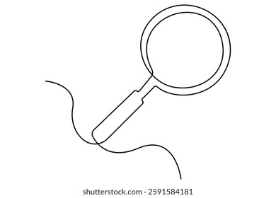 Continuous one line drawing magnifying glass symbol concept vector illustration
