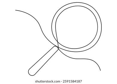 Continuous one line drawing magnifying glass symbol concept vector illustration

