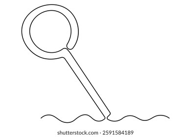 Continuous one line drawing magnifying glass symbol concept vector illustration
