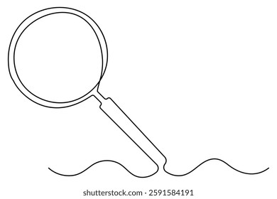Continuous one line drawing magnifying glass symbol concept vector illustration
