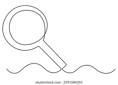Continuous one line drawing magnifying glass symbol concept vector illustration
