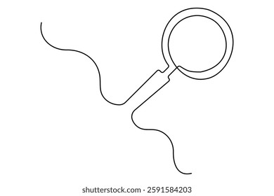 Continuous one line drawing magnifying glass symbol concept vector illustration
