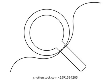 Continuous one line drawing magnifying glass symbol concept vector illustration
