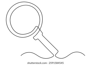 Continuous one line drawing magnifying glass symbol concept vector illustration
