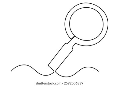 Continuous one line drawing magnifying glass symbol concept vector illustration
