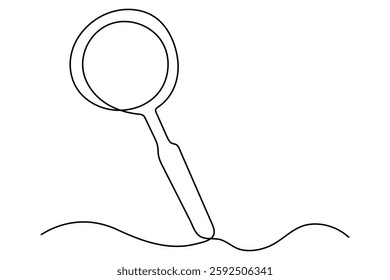Continuous one line drawing magnifying glass symbol concept vector illustration
