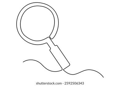 Continuous one line drawing magnifying glass symbol concept vector illustration
