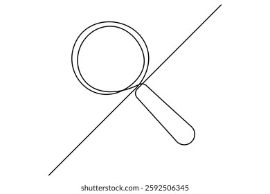 Continuous one line drawing magnifying glass symbol concept vector illustration
