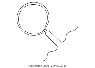 Continuous one line drawing magnifying glass symbol concept vector illustration
