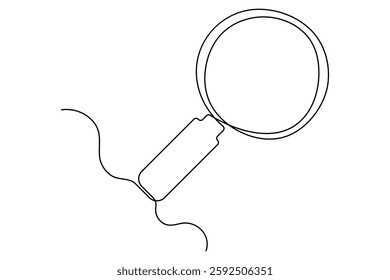 Continuous one line drawing magnifying glass symbol concept vector illustration
