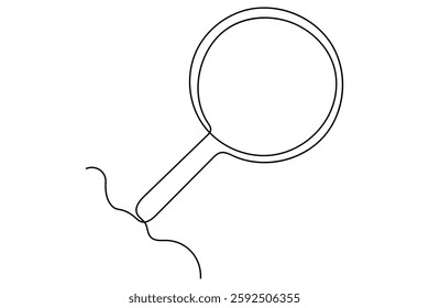 Continuous one line drawing magnifying glass symbol concept vector illustration
