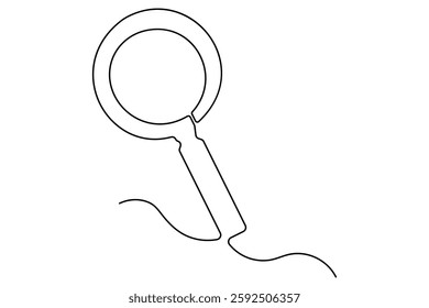 Continuous one line drawing magnifying glass symbol concept vector illustration
