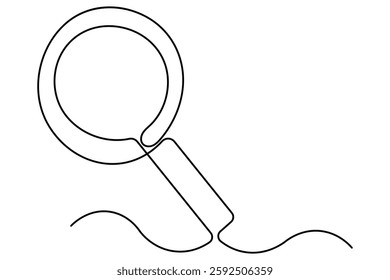 Continuous one line drawing magnifying glass symbol concept vector illustration

