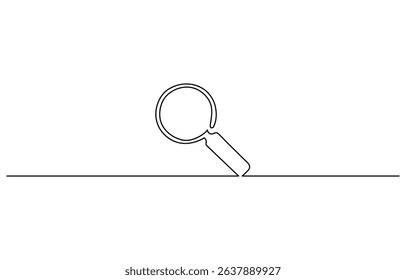 Continuous one line drawing magnifying glass symbol concept vector illustration,  Continuous line drawing of magnifying glass lens