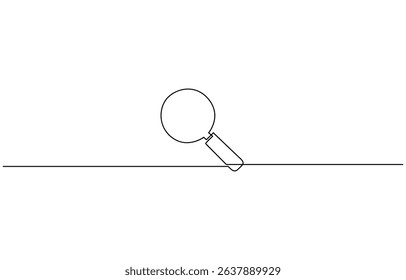 Continuous one line drawing magnifying glass symbol concept vector illustration,  Continuous line drawing of magnifying glass lens
