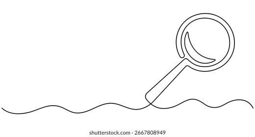 Traçado editável contínuo de uma lente de aumento de desenho de linha. 