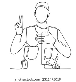 Continuous one line drawing of male police officer. Professional job job job. Minimalism concept draw single line graphic design vector illustration