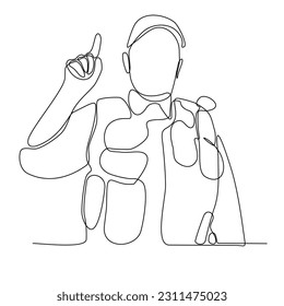 Dibujo continuo de una línea de un oficial de policía. Trabajo profesional. Diseño minimalista dibujar diseño gráfico de una sola línea ilustración vectorial