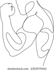 Continuous one line drawing of male figure printable wall art set. Drawing of a man's body. Nude abstract portrait in one line. Minimalistic design.