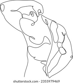 Continuous one line drawing of male figure printable wall art set. Drawing of a man's body. Nude abstract portrait in one line. Minimalistic design.
