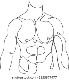 Continuous one line drawing of male figure printable wall art set. Drawing of a man's body. Nude abstract portrait in one line. Minimalistic design.