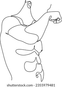 Dibujo continuo de una línea de imágenes masculinas imprimibles en la pared. Dibujo del cuerpo de un hombre. Retrato abstracto desnudo en una línea. Diseño minimalista.