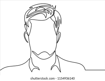 Continuous one line drawing of man portrait. Hairstyle. Fashionable men's style.