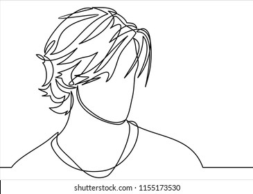 Continuous one line drawing of man portrait. Hairstyle. Fashionable men's style.