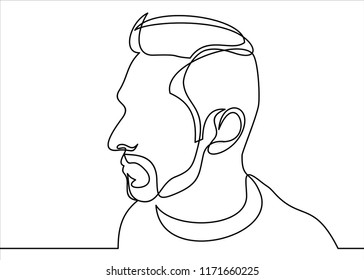 Continuous one line drawing of man portrait. Hairstyle. Fashionable men's style.