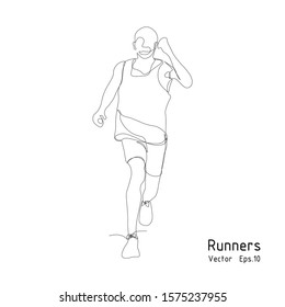 Continuous one line drawing of man running during sport exercise , Isolated on the white background, exercise sport theme, vector illustration.