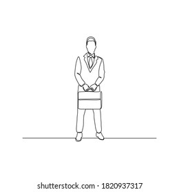 Dibujo continuo de una línea de un hombre con maleta.vector