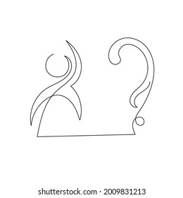 dibujo continuo de una línea del hombre con el logotipo de la pregunta