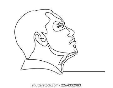 Continuous one line drawing of man portrait.  Fashionable men's style.