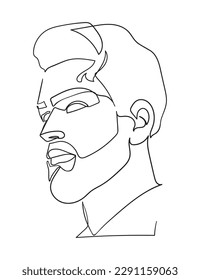 Continuous one line drawing of man portrait. Hairstyle. Fashionable men's style. - Vector illustration. 