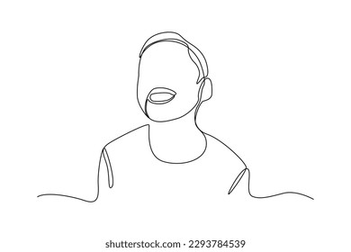 Continuous one line drawing man laughing happily. World laughter day concept. Single line draw design vector graphic illustration.