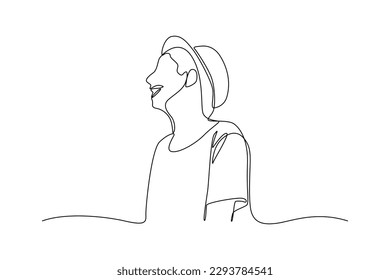 Continuous one line drawing man laughing happily. World laughter day concept. Single line draw design vector graphic illustration.