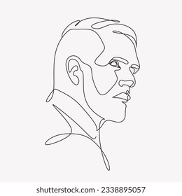 Continuous one line drawing of man portrait. Hairstyle. Fashionable men's style.