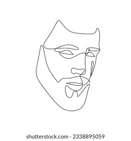 Dibujo continuo de una línea de retrato humano. Estilo del pelo. Estilo de los hombres de moda.