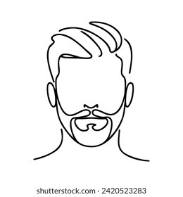 Continuous one line drawing of man portrait. Hairstyle. Fashionable men's style