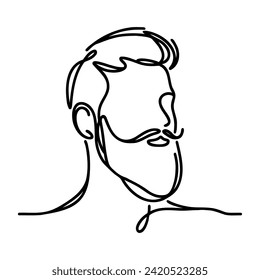 Continuous one line drawing of man portrait. Hairstyle. Fashionable men's style