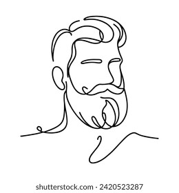 Continuous one line drawing of man portrait. Hairstyle. Fashionable men's style