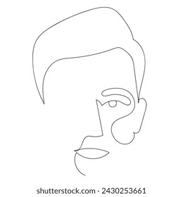 Dibujo continuo de una línea del retrato del hombre. Peinado. Estilo de moda de los hombres.