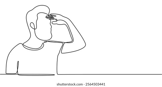 Continuous one line drawing of a man in a respectful pose. Highlighting humility, respect, and the importance of dignity. Vector illustration hand drawn.