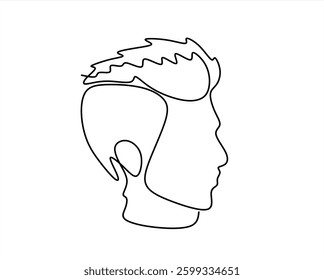 Continuous one line drawing of man portrait. Hairstyle. Fashionable men's style.