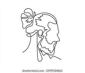 Continuous one line drawing of man portrait. Hairstyle. Fashionable men's style.