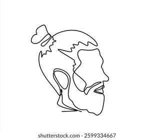 Continuous one line drawing of man portrait. Hairstyle. Fashionable men's style.
