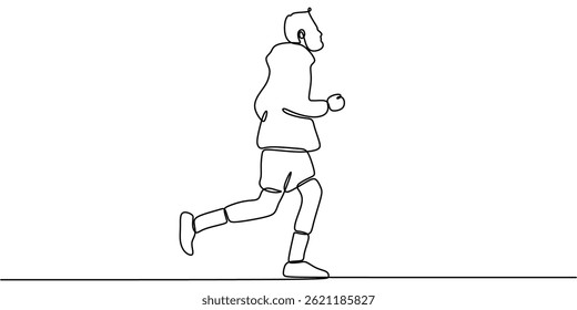Continuous One Line Drawing Man Running Athlete in Motion. Minimalist Fitness Sport Vector Illustration.