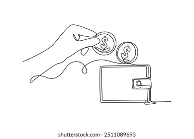 Continuous one line drawing management of finance concept. Doodle vector illustration.